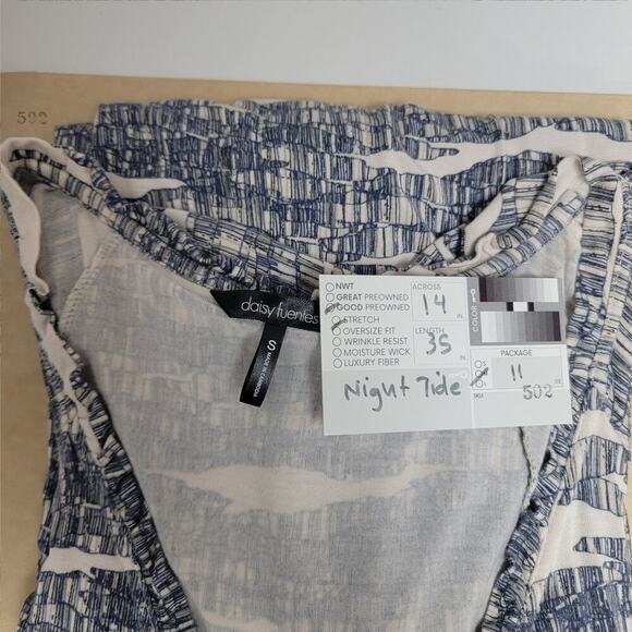 Daisy Fuentes Night Tide Print Dress Short Sleeve Day Dress Small 502 - Picture 9 of 10